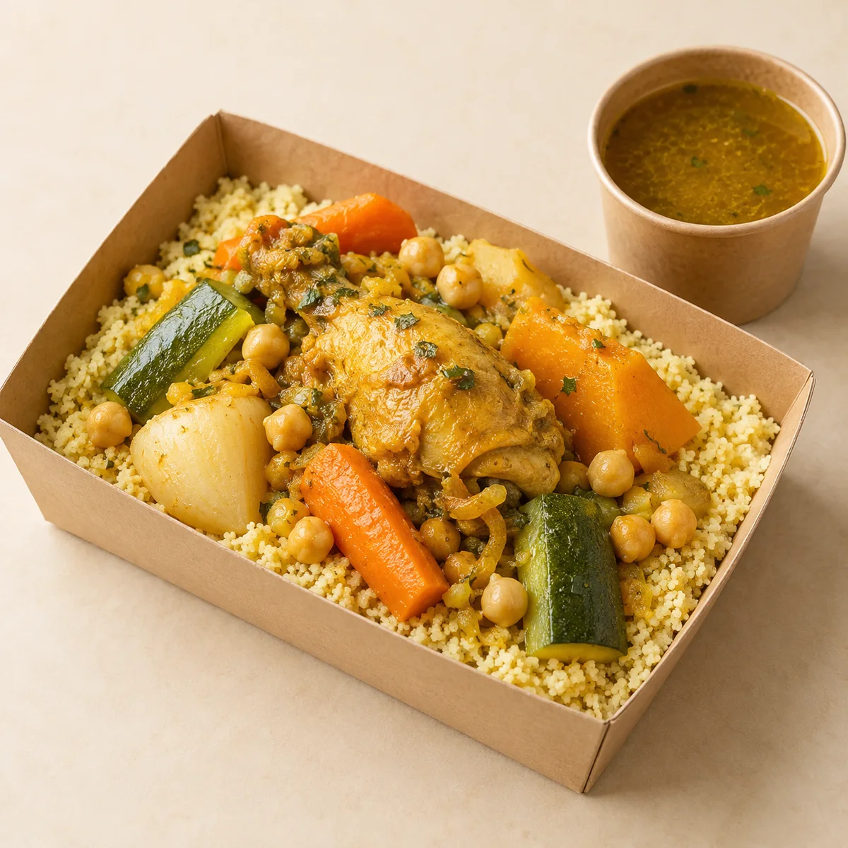 Illustration de couscous au poulet et aux légumes